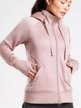 Athleta women’s Mauve Luxe Shine Fur lined Jacket size medium